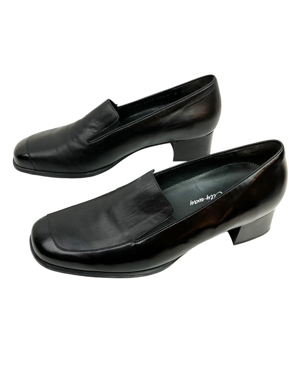 Durea City Way Leather Square Toe Block Heel Dress Shoes Womens 8 Black